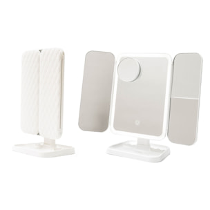 Miroir de Maquillage Triptique Rechargeable avec Grossissement et Lumière LED Miled InnovaGoods