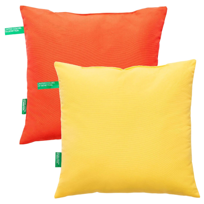 Set de 2 cojines de 45x45cm rojo+amarillo 200gsm benetton