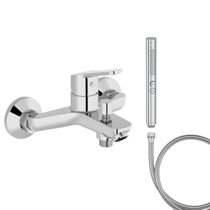 Mitigeur baignoire Aimé + pommeau de douche Shift+ rond + flexible de douche métal