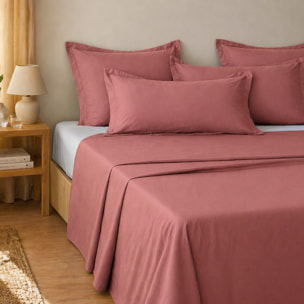 Parure de drap 100% coton uni - rouge tommette