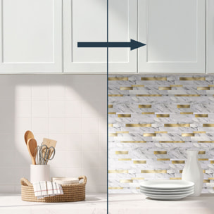 Crédence adhésive murale 3D motif lamelles 4 pièces - Blanc