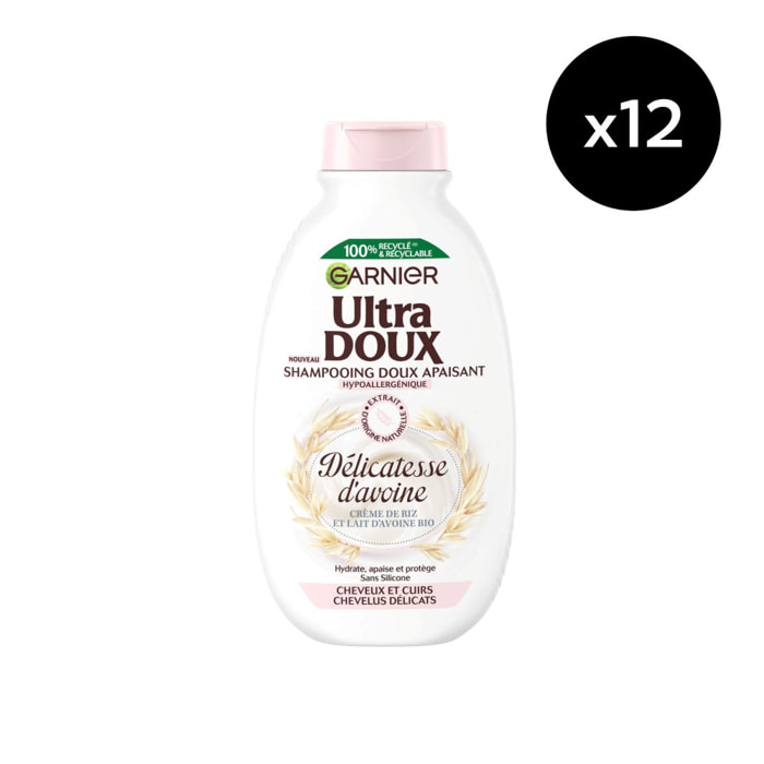 Lot de 12 - Garnier Ultra Doux Shampooing Hydratant delicatesse d'avoine 300ml