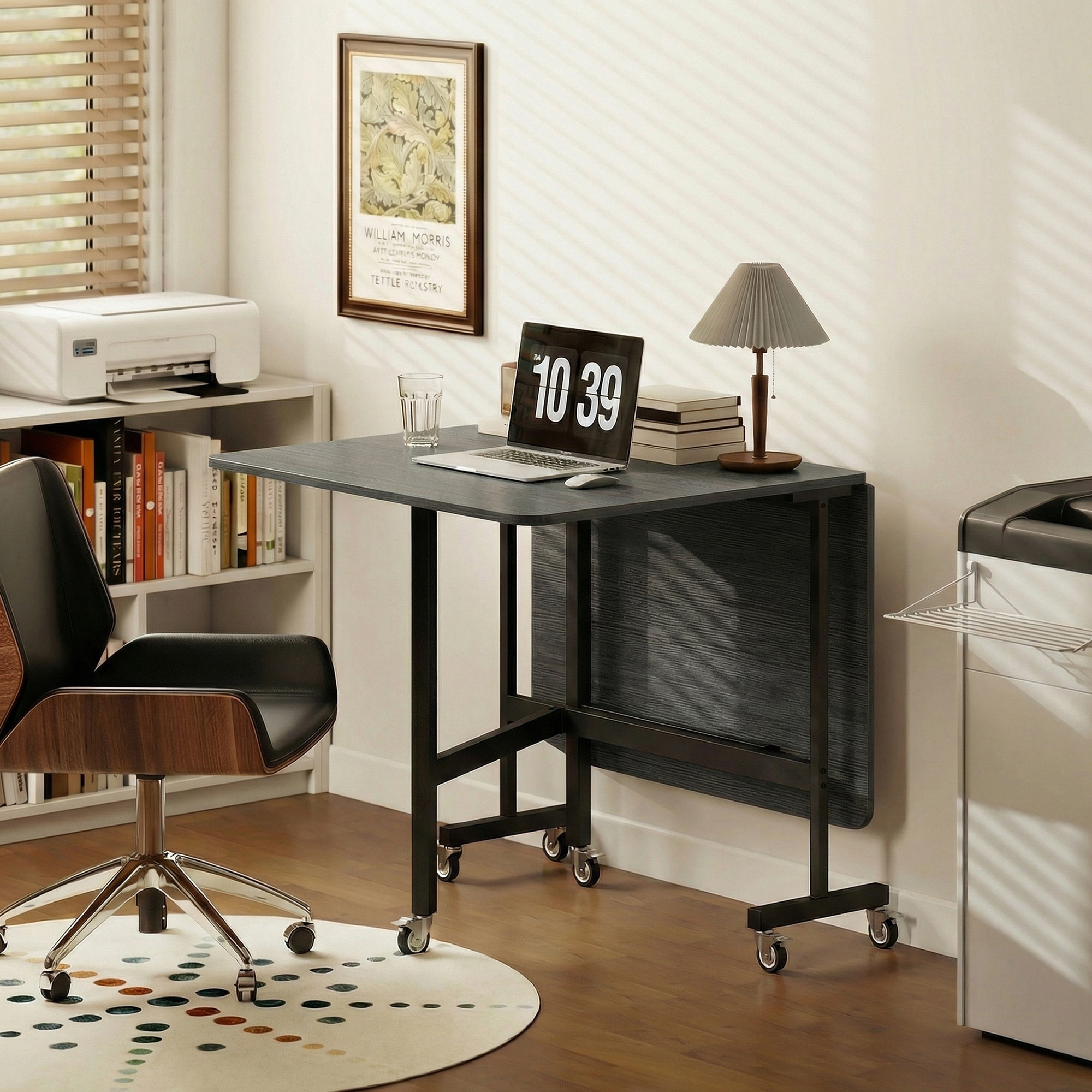 Mesa Plegable de Comedor para 4-6 Personas Mesa de Cocina Plegable con Ruedas y Alas Abatibles para Cocina Salón 120x80x73 cm Negro