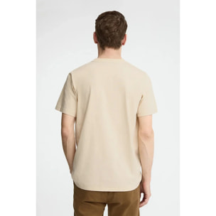 Camiseta color crema de cuello pico con logo Rigby Go