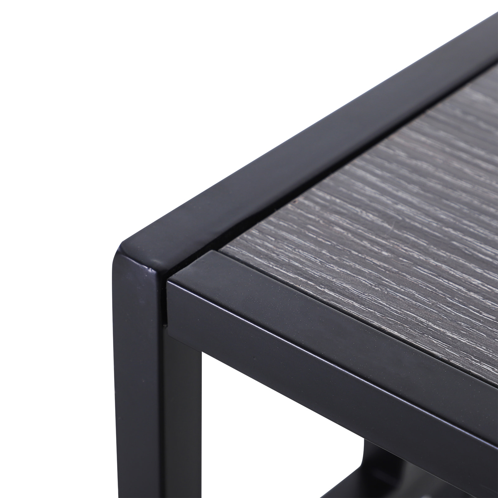 Console table d'appoint design industriel dim. 106L x 23l x 76H cm étagère acier noir panneaux particules bois gris