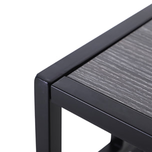 Console table d'appoint design industriel dim. 106L x 23l x 76H cm étagère acier noir panneaux particules bois gris