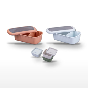 Lot Lunchbox Terracotta & Bleue 1L avec Set de 3 boîtes à sauce Fackelmann Storage