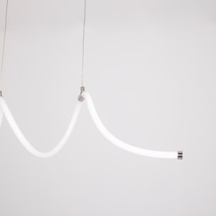 FORLIGHT Colgante Rolly LED 28W Blanco Neutro - 4000K Níquel Satinado para Interior de Techo en Comedor, Salón, Cocina