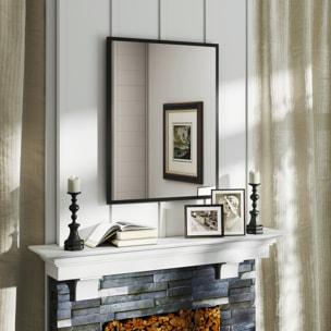 Miroir mural rectangulaire dim. 70L x 90H cm cadre MDF noir