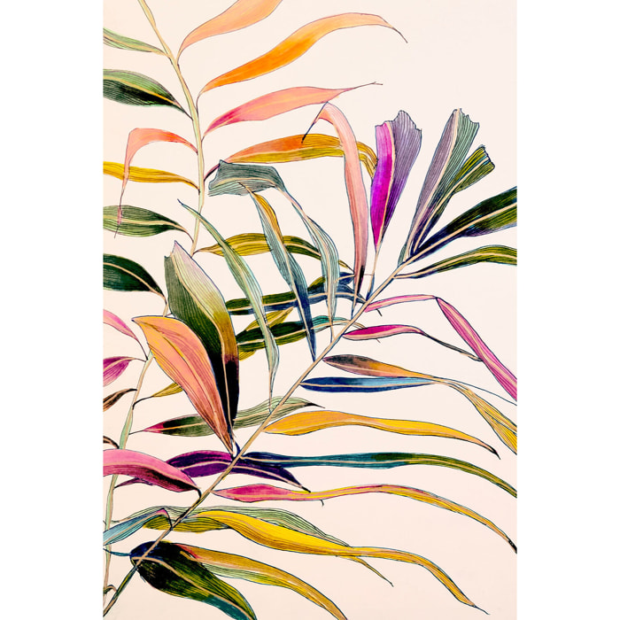 Tableau peinture fleurs palm color  Tableau plexiglas