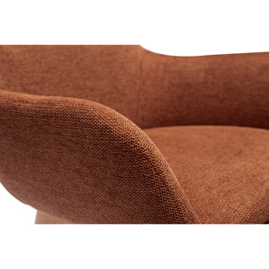 Chaises en tissu effet velours texturé terre brûlée et bois clair (lot de 2) ALESS