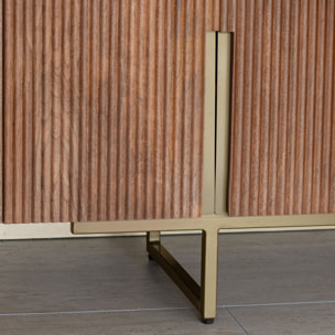 Meuble tv 4 portes effet bois couleur noyer 140x40x50cm selma