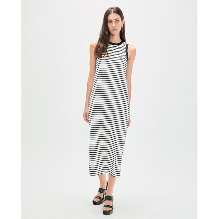 Abito a righe con costine a contrasto