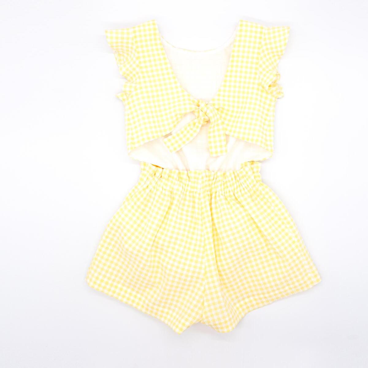 Mono cut out cuadro vichy amarillo