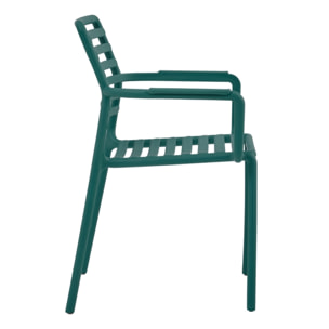 Set da 4 sedie da giardino in polipropilene verde petrolio con braccioli – Tago