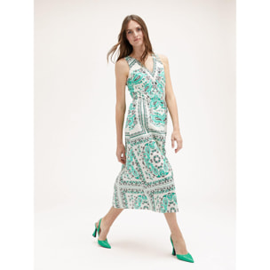 Motivi - Vestido midi con estampado fular - Verde