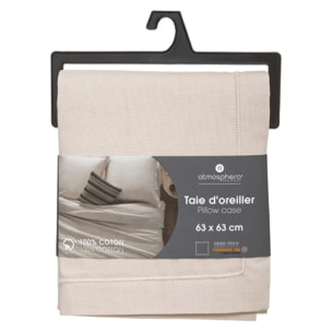 Taie d'oreiller "Carina" coton beige 63x63cm