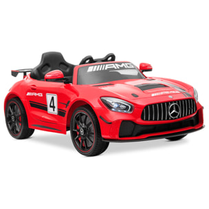 PLAYKIN Coche eléctrico niños MERCEDES-BENZ GT4 RED batería 12V con mando control +3 años