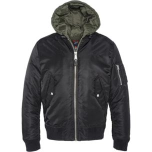 MA-20-RS MA-1 JACKET WITH DETACHABLE HOODED FAKE LINER 100% RECYCLED NYLON Nero