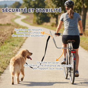 Laisse de vélo pour chien fixation facile rapide ressort amortisseur sangle ajustable