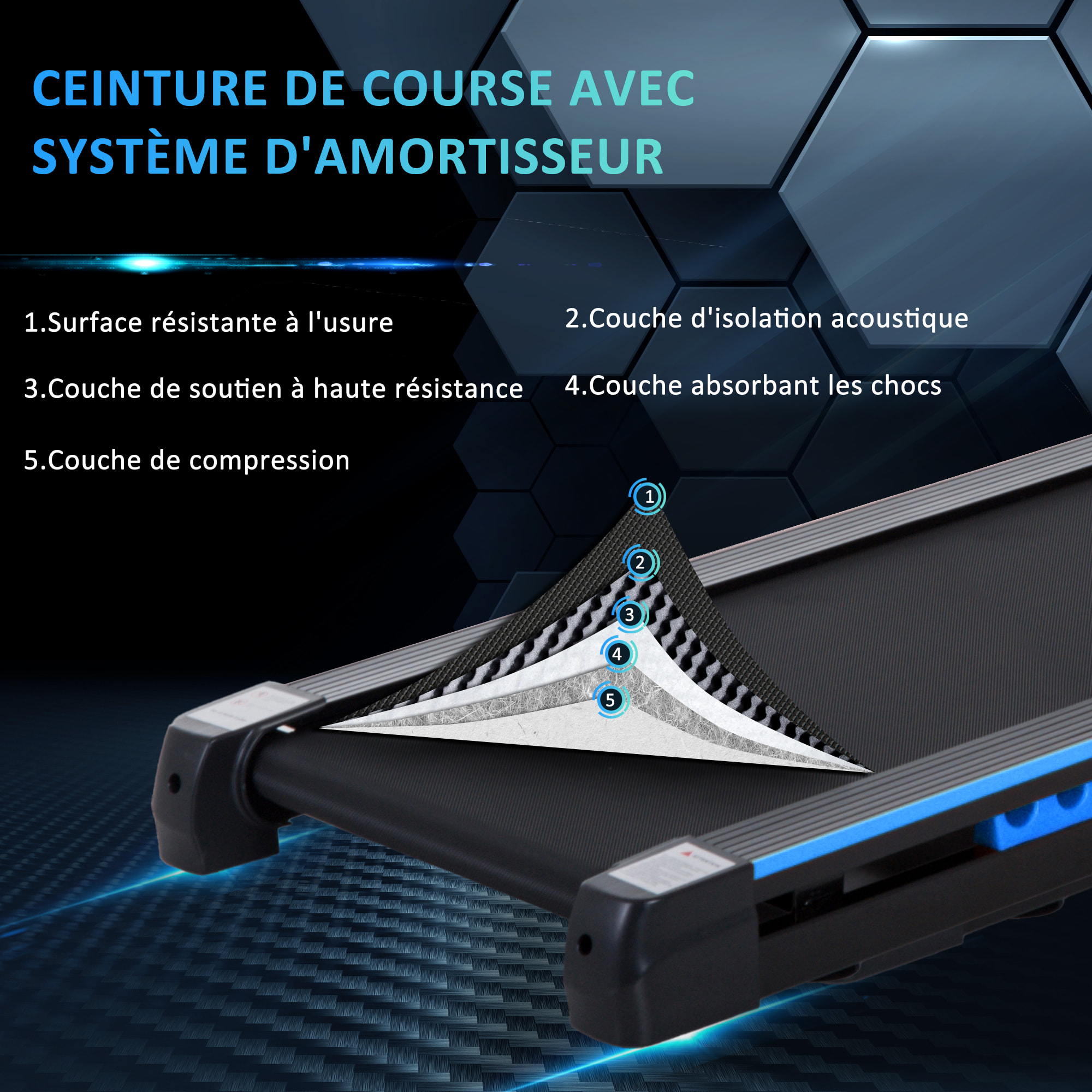 Tapis de course pliable - tapis de marche 6 Km/h max. 370 W - collaboration Aosom.fr x FFHandball - orange noir