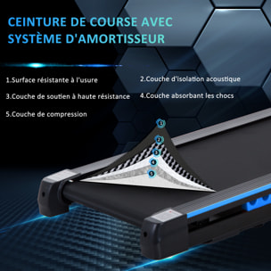 Tapis de course pliable - tapis de marche 6 Km/h max. 370 W - collaboration Aosom.fr x FFHandball - orange noir