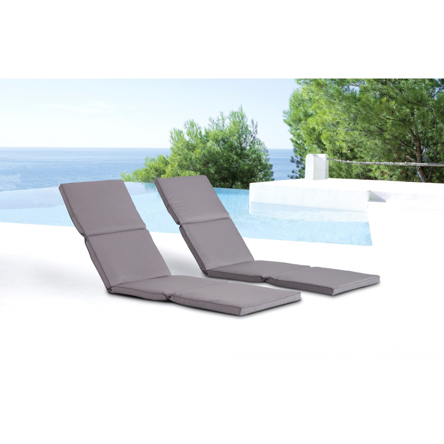 Lot de 2 coussins pour transat gris CAPRI