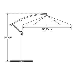 Parasol déporté OAHU rond avec housse - Rouge