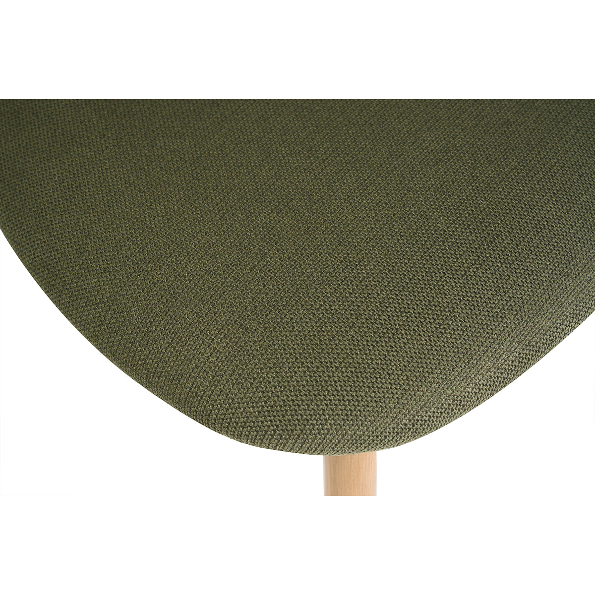 Chaises vintage en bois clair chêne et tissu effet velours texturé vert kaki (lot de 2) DOVE