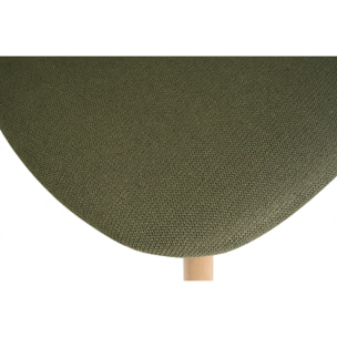 Chaises vintage en bois clair chêne et tissu effet velours texturé vert kaki (lot de 2) DOVE