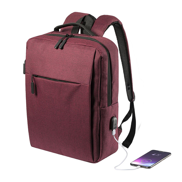 Mochila Conexión USB. Acolchada. Bolsillo Acolchado para Portátil 15''