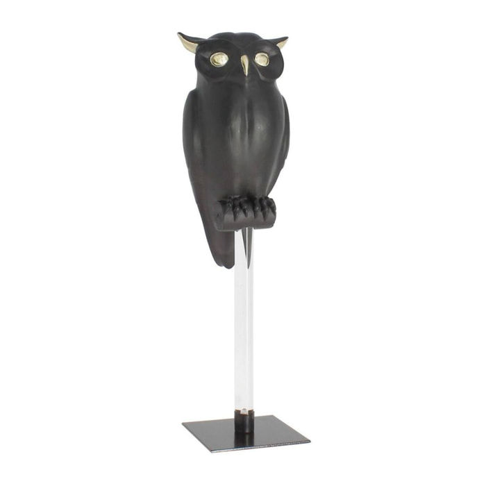 Hibou sur pied noir mat et doré OWLY BOWLY