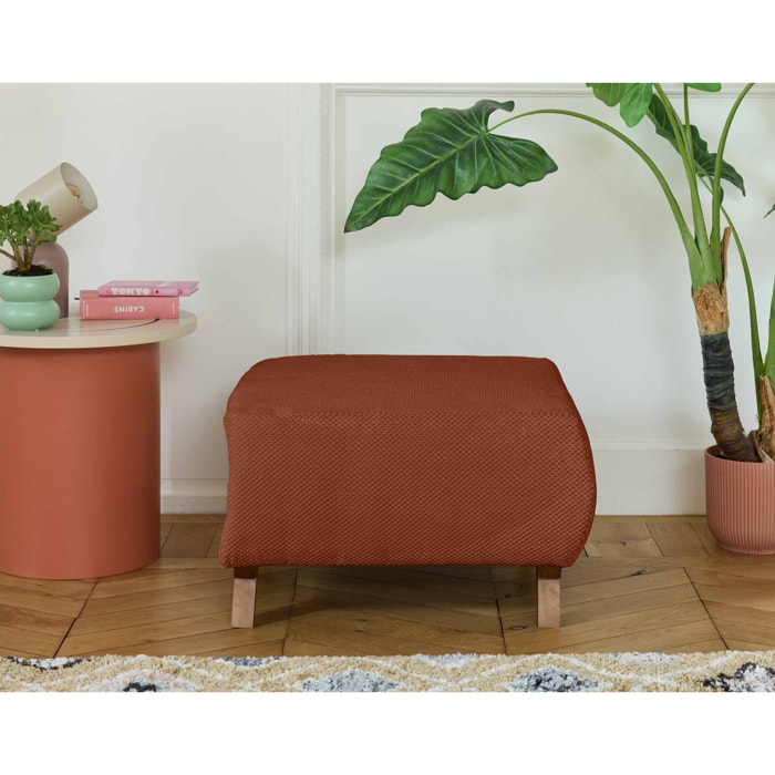 Cristal - pouf modulable - 65 cm - en velours texturé - Terracotta
