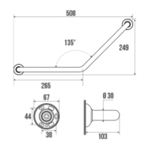 Siège de douche PMR escamotable et barre de maintien coudée PMR PELLET Essentiel confort 135 degré