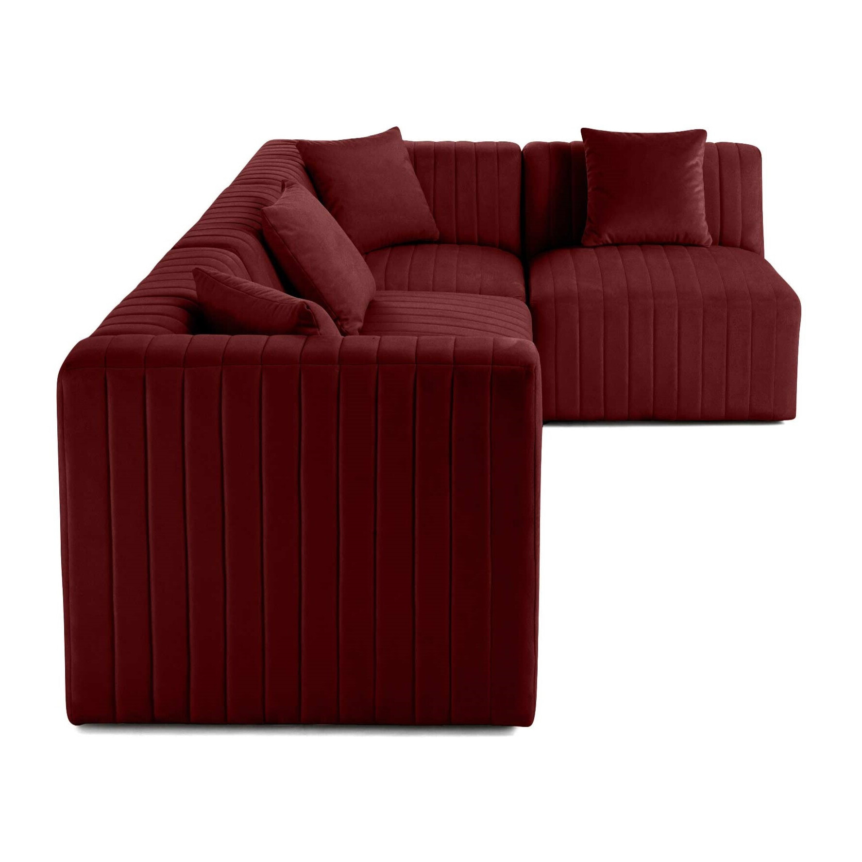 Nova - canapé modulable d'angle droit - 5 places - en velours - Rouge