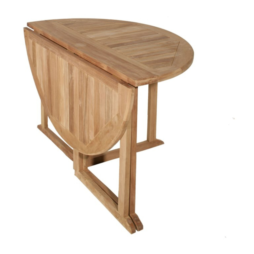 HARRIS - Table de jardin ronde 4/5 personnes - à rabats papillon en bois Teck