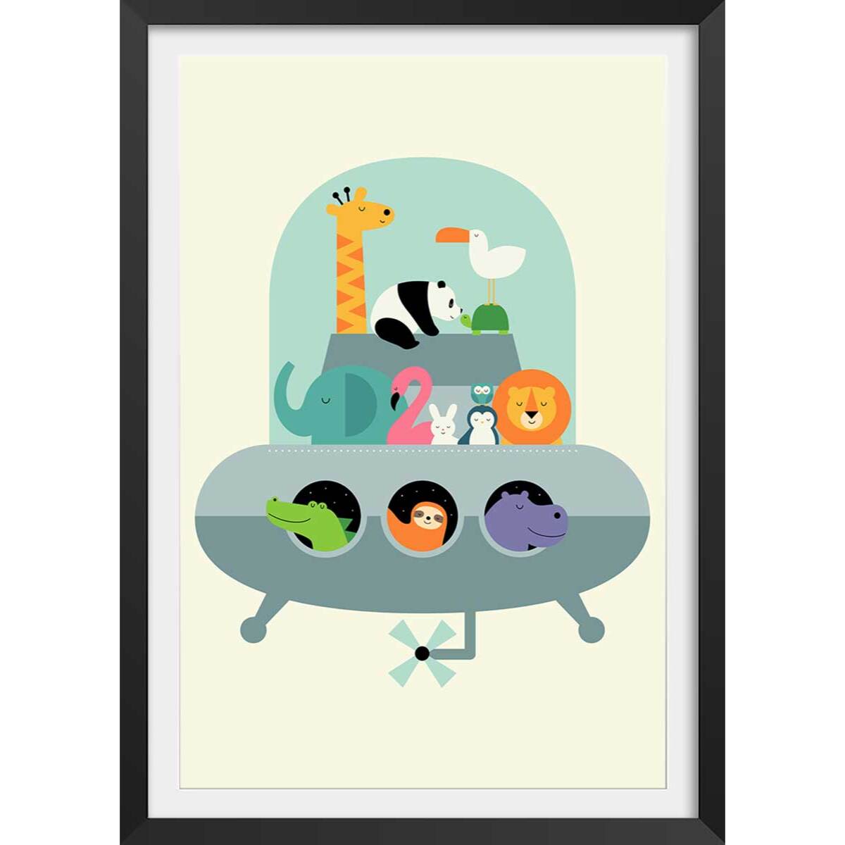 Affiche enfant ovni noah's ark Affiche + cadre en bois - Noir