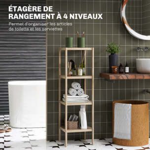 Colonne salle de bain style cosy bambou 4 niveaux H.110 cm