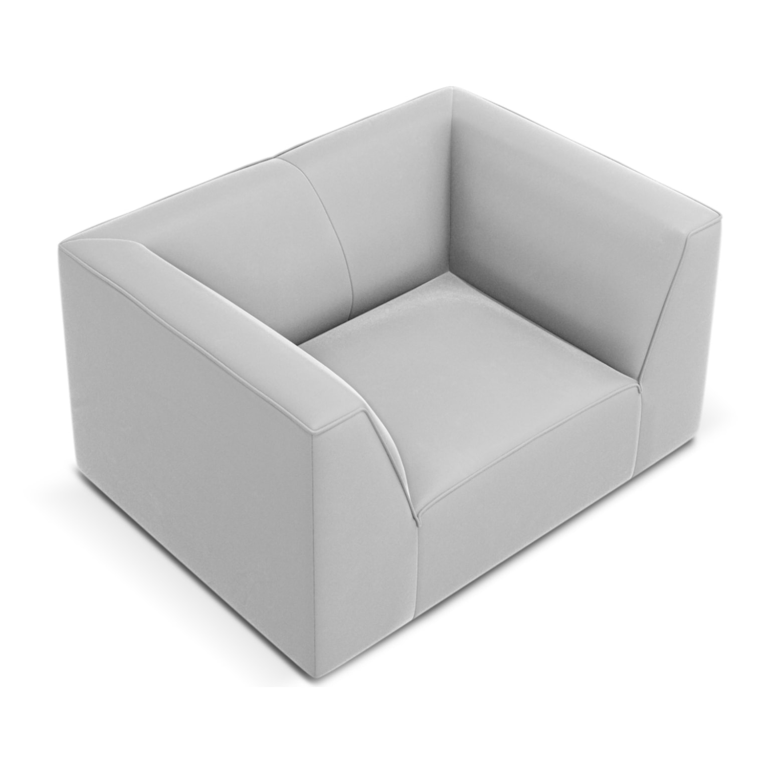 Fauteuil "Charles" en velours gris clair