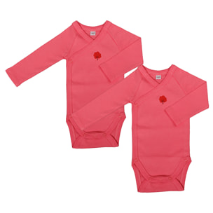 Lot de 2 Bodys Manches Longues 1 mois Coton bio Corail