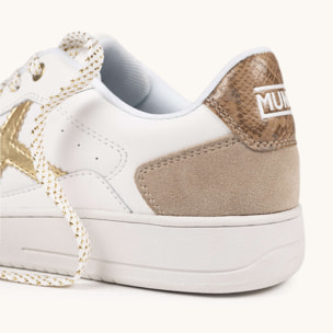 Zapatilla de Tenis Contemporánea Blanca y Oro MUNICH LEGIT WMN 109