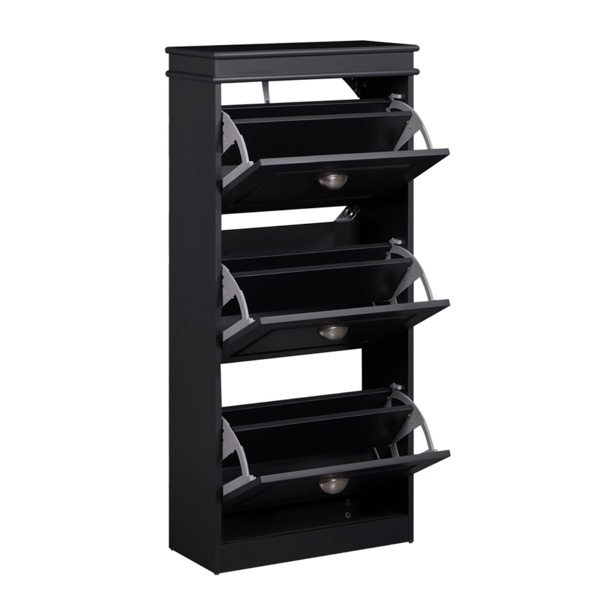 Mobile scarpiera grigia con 3 ribalte verticali 53x24x117 cm compatta- Vittoria