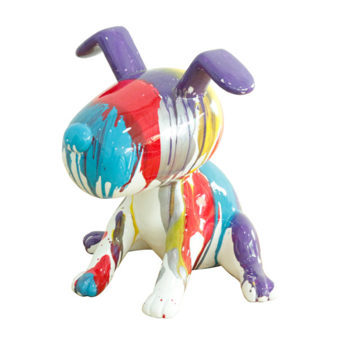 Statuette chien assis en résine peintures colorées H25cm - DOGGY 02