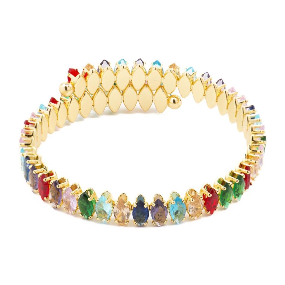 Pulsera con Cristal Multicolor acabado oro 18k