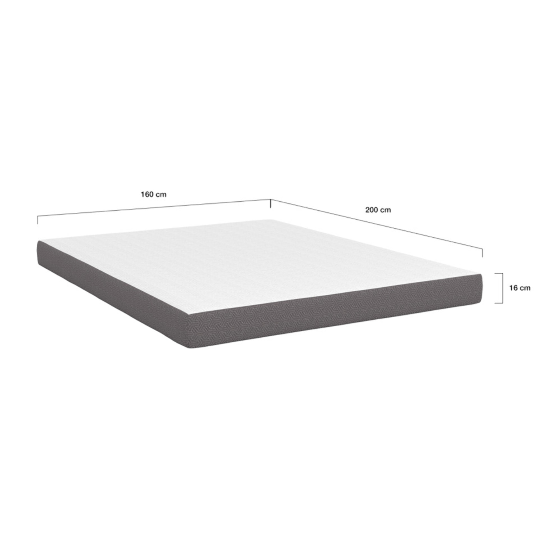 Matelas mémoire de forme épaisseur 16cm blanc et gris 160x200cm