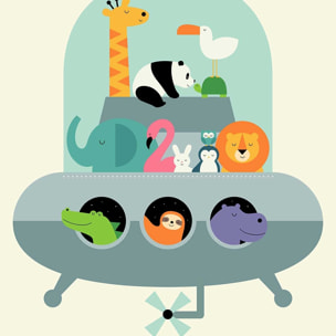 Tableau enfant ovni arche de noé Toile imprimée