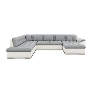 Chuck - canapé panoramique XXL - convertible avec coffre - 7 places - gauche - Gris / Blanc