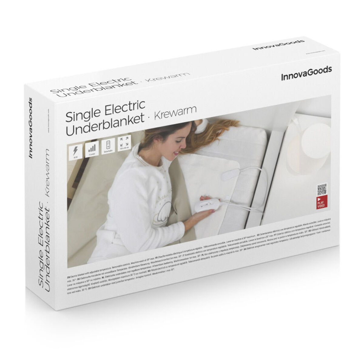 Surmatelas Chauffant Électrique Simple Krewarm InnovaGoods 60 W 80 x 150 cm Blanc
