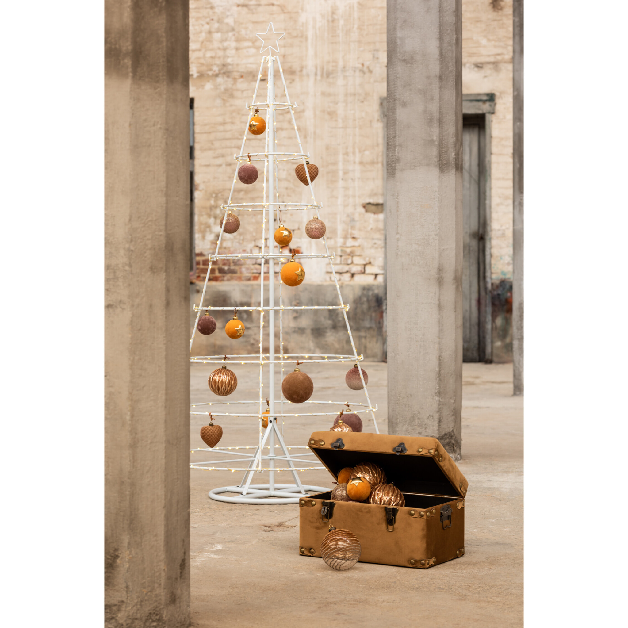 J-Line boule de Noël Perles - verre - mat gris - large - boîte de 4