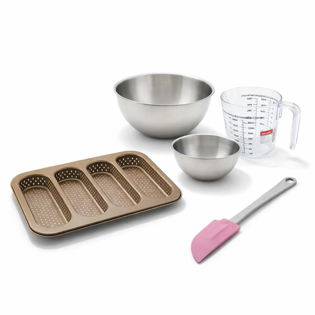Set de 5 ustensiles de pâtisserie moule à gâteaux bol spatule pâtisserie et verre doseur Zenker Mojave Gold